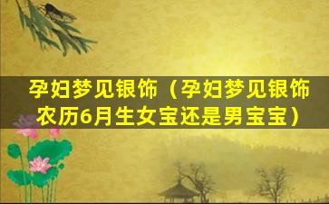 孕妇梦见银饰（孕妇梦见银饰农历6月生女宝还是男宝宝）