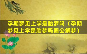 孕期梦见上学是胎梦吗（孕期梦见上学是胎梦吗周公解梦）