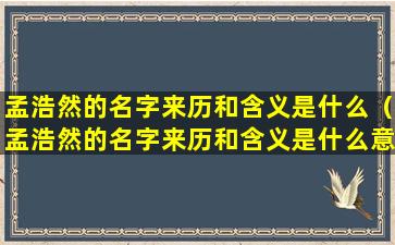 孟浩然的名字来历和含义是什么（孟浩然的名字来历和含义是什么意思）