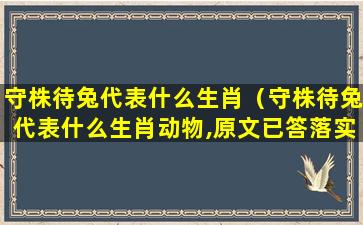 守株待兔代表什么生肖（守株待兔代表什么生肖动物,原文已答落实）