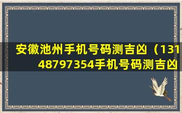 安徽池州手机号码测吉凶（13148797354手机号码测吉凶查询）