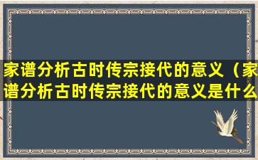 家谱分析古时传宗接代的意义（家谱分析古时传宗接代的意义是什么）