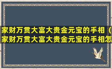 家财万贯大富大贵金元宝的手相（家财万贯大富大贵金元宝的手相怎么看）