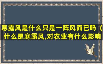 寒露风是什么只是一阵风而已吗（什么是寒露风,对农业有什么影响）