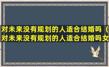 对未来没有规划的人适合结婚吗（对未来没有规划的人适合结婚吗女生）