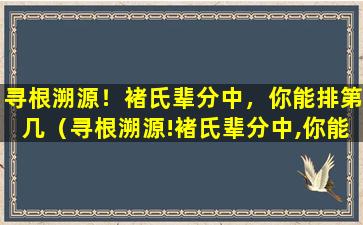 寻根溯源！褚氏辈分中，你能排第几（寻根溯源!褚氏辈分中,你能排第几）