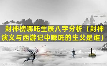 封神榜哪吒生辰八字分析（封神演义与西游记中哪吒的生父是谁）