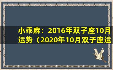 小乖麻：2016年双子座10月运势（2020年10月双子座运势完整版美国神婆）