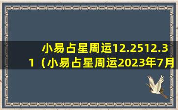 小易占星周运12.2512.31（小易占星周运2023年7月3日到7月9日周运）