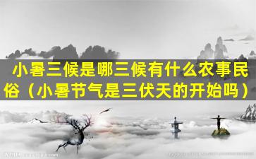 小暑三候是哪三候有什么农事民俗（小暑节气是三伏天的开始吗）