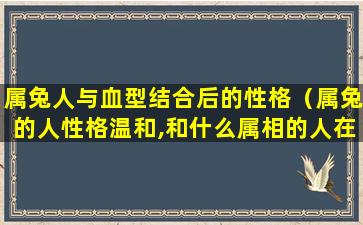 属兔人与血型结合后的性格（属兔的人性格温和,和什么属相的人在一起很般配）