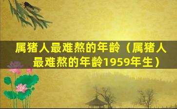 属猪人最难熬的年龄（属猪人最难熬的年龄1959年生）