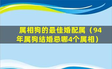 属相狗的最佳婚配属（94年属狗结婚忌哪4个属相）