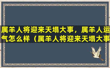 属羊人将迎来天塌大事，属羊人运气怎么样（属羊人将迎来天塌大事,属羊人运气怎么样）