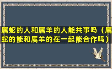 属蛇的人和属羊的人能共事吗（属蛇的能和属羊的在一起能合作吗）