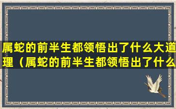 属蛇的前半生都领悟出了什么大道理（属蛇的前半生都领悟出了什么大道理和小道理）