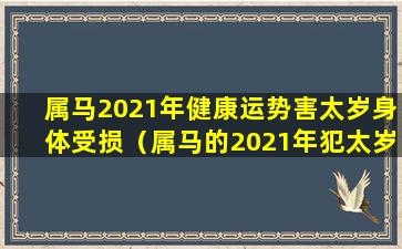 属马2021年健康运势害太岁身体受损（属马的2021年犯太岁吗害太岁犯太岁破解方法）