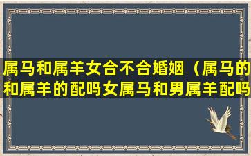 属马和属羊女合不合婚姻（属马的和属羊的配吗女属马和男属羊配吗）