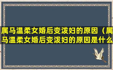 属马温柔女婚后变泼妇的原因（属马温柔女婚后变泼妇的原因是什么）