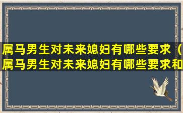 属马男生对未来媳妇有哪些要求（属马男生对未来媳妇有哪些要求和建议）