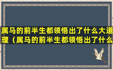 属马的前半生都领悟出了什么大道理（属马的前半生都领悟出了什么大道理和小道理）