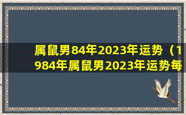 属鼠男84年2023年运势（1984年属鼠男2023年运势每月运势）