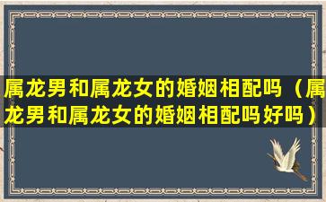 属龙男和属龙女的婚姻相配吗（属龙男和属龙女的婚姻相配吗好吗）