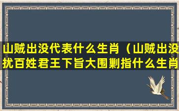 山贼出没代表什么生肖（山贼出没扰百姓君王下旨大围剿指什么生肖）