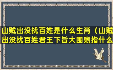 山贼出没扰百姓是什么生肖（山贼出没扰百姓君王下旨大围剿指什么生肖）