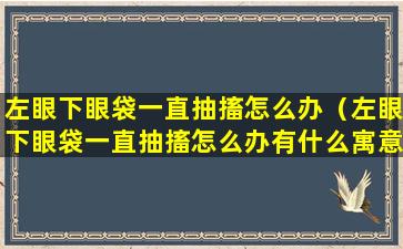 左眼下眼袋一直抽搐怎么办（左眼下眼袋一直抽搐怎么办有什么寓意）