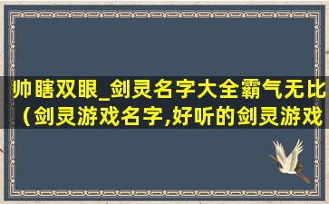 帅瞎双眼_剑灵名字大全霸气无比（剑灵游戏名字,好听的剑灵游戏名字）