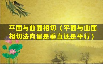 平面与曲面相切（平面与曲面相切法向量是垂直还是平行）