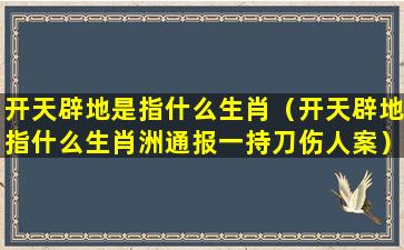 开天辟地是指什么生肖（开天辟地指什么生肖洲通报一持刀伤人案）