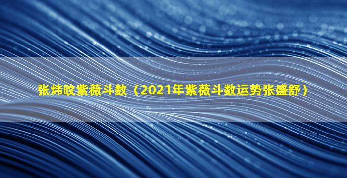 张炜旼紫薇斗数（2021年紫薇斗数运势张盛舒）