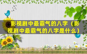 影视剧中最霸气的八字（影视剧中最霸气的八字是什么）