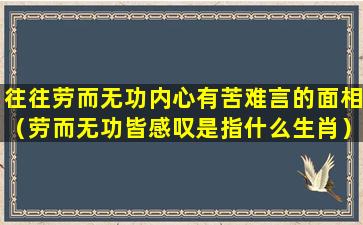 往往劳而无功内心有苦难言的面相（劳而无功皆感叹是指什么生肖）