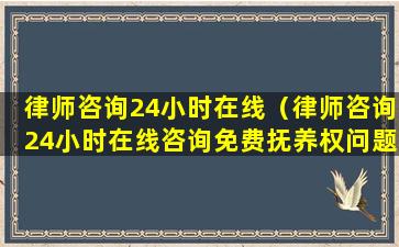 律师咨询24小时在线（律师咨询24小时在线咨询免费抚养权问题）