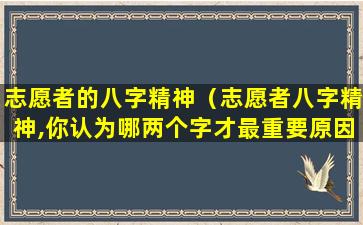 志愿者的八字精神（志愿者八字精神,你认为哪两个字才最重要原因是什么）