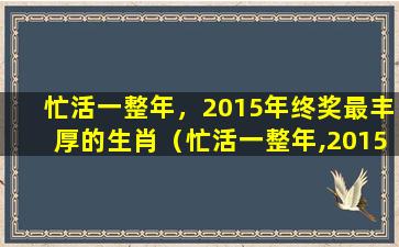 忙活一整年，2015年终奖最丰厚的生肖（忙活一整年,2015年终奖最丰厚的生肖）