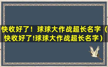 快收好了！球球大作战超长名字（快收好了!球球大作战超长名字）