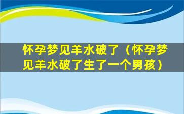 怀孕梦见羊水破了（怀孕梦见羊水破了生了一个男孩）