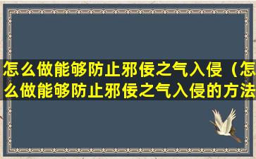 怎么做能够防止邪佞之气入侵（怎么做能够防止邪佞之气入侵的方法）