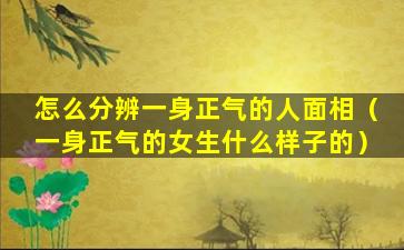 怎么分辨一身正气的人面相（一身正气的女生什么样子的）