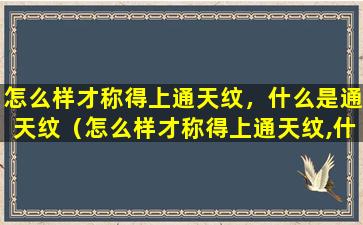 怎么样才称得上通天纹，什么是通天纹（怎么样才称得上通天纹,什么是通天纹）