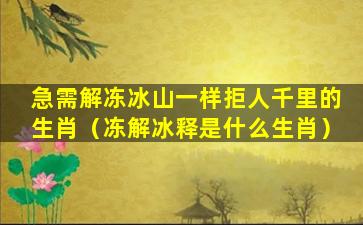 急需解冻冰山一样拒人千里的生肖（冻解冰释是什么生肖）