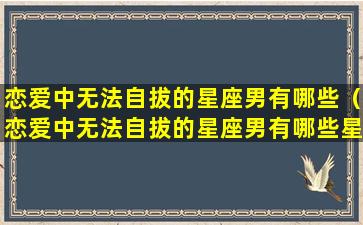 恋爱中无法自拔的星座男有哪些（恋爱中无法自拔的星座男有哪些星座女）