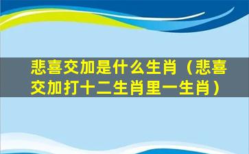 悲喜交加是什么生肖（悲喜交加打十二生肖里一生肖）