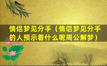 情侣梦见分手（情侣梦见分手的人预示着什么呢周公解梦）