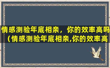 情感测验年底相亲，你的效率高吗（情感测验年底相亲,你的效率高吗）