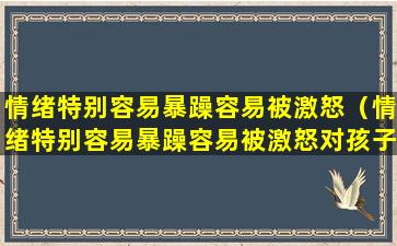 情绪特别容易暴躁容易被激怒（情绪特别容易暴躁容易被激怒对孩子总是大呼小叫的）